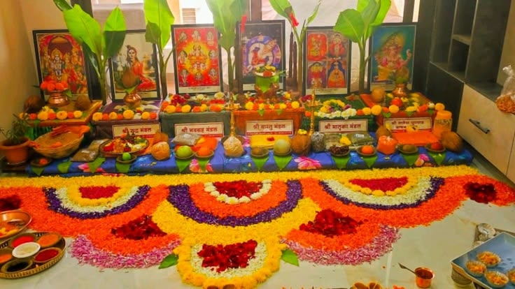 Grand Griha Pravesh Floral Altar & Petal Rangoli