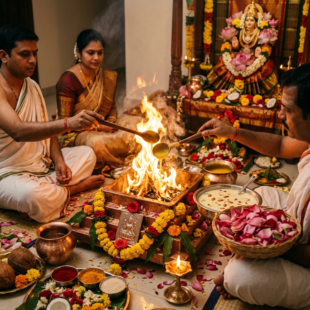 Maha Lakshmi & Diwali Puja - Sacred Sri Suktam havan with pure cow ghee and Kheer offerings for enduring abundance