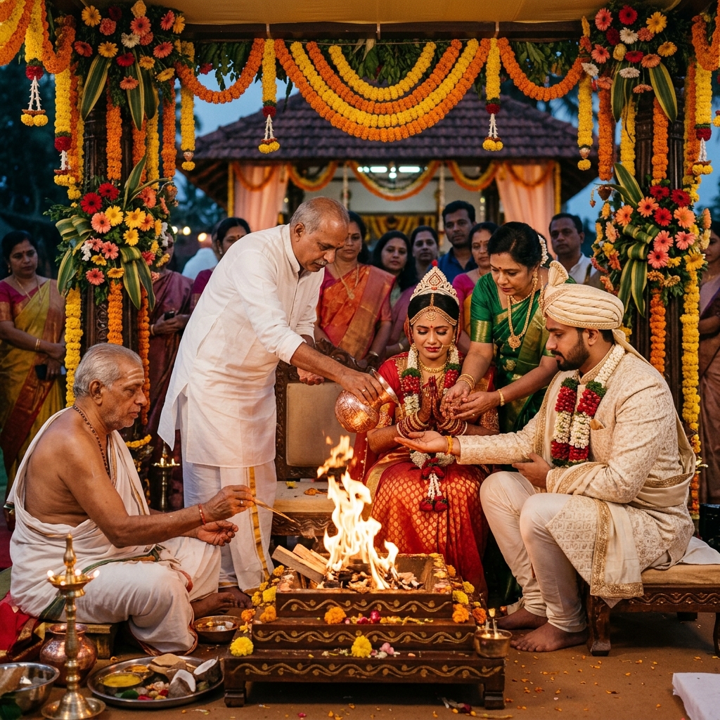 Vivah Sanskar / Marriage Puja - Solemn Vedic Kanyadaan and Sindoor Daan ceremonies uniting bride and groom